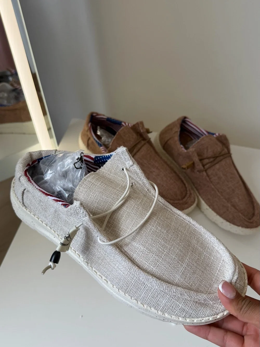 Casual Linen Slip-On Men’s Shoes in Brown and Beige